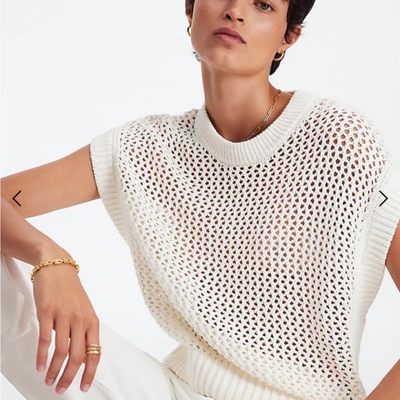 Madewell Sweaters - Madewell Open-Stitch Sweater Tee in Bright Ivory Size Small NWT